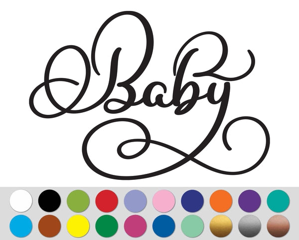 Baby Shower Announcement Swirl Calligraphy Swoosh Whirl Tattoo Tribal sign bumper sticker decal