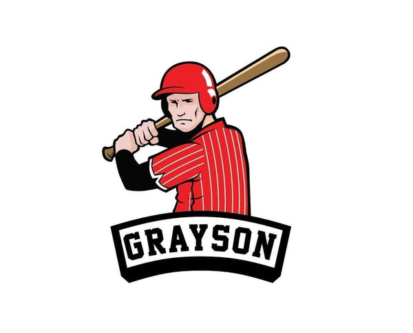 Baseball Batter Bat Hat Player Sport Names Custom Text Personalized sign bumper sticker decal