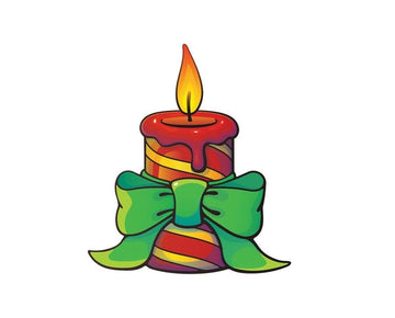 Candle Christmas Ornament Light Bow Fire Flame sign banner sticker decal