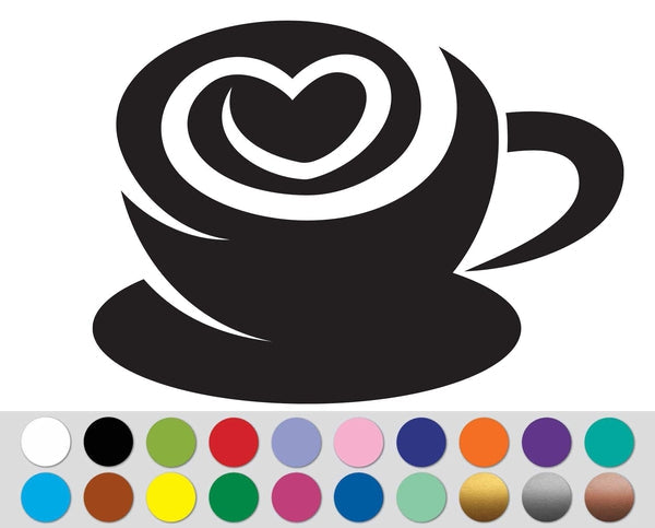 Coffee Love Heart Cup Mug sign bumper sticker decal