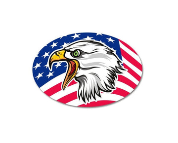 Eagle Hawk Head Patriot America US Flag Banner USA American Star Stripes Banner bumper vinyl sticker decal