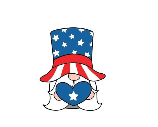 Gnome Patriotic Flag USA Heart Star Banner Hat Beard sign bumper vinyl sticker decal