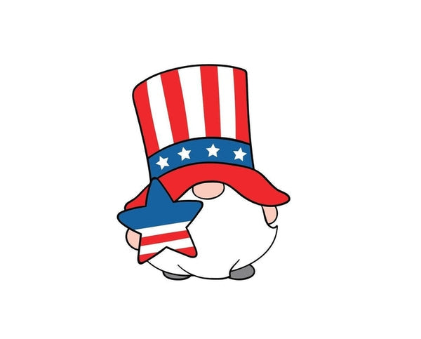 Gnome Patriotic Flag USA Star Banner Hat Beard sign bumper vinyl sticker decal