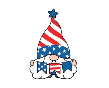 Gnome Patriotic Flag USA Star Banner Hat Beard sign bumper vinyl sticker decal