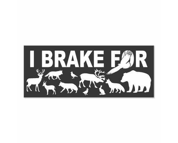I Brake For Wildlife Animals Love Bear Fox Wolf Deer Duck Eagle bumper sticker decal