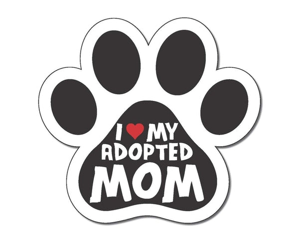 I Love My Adopted Mom Red Heart Shelter Dog Cat Pet Paw sticker decal