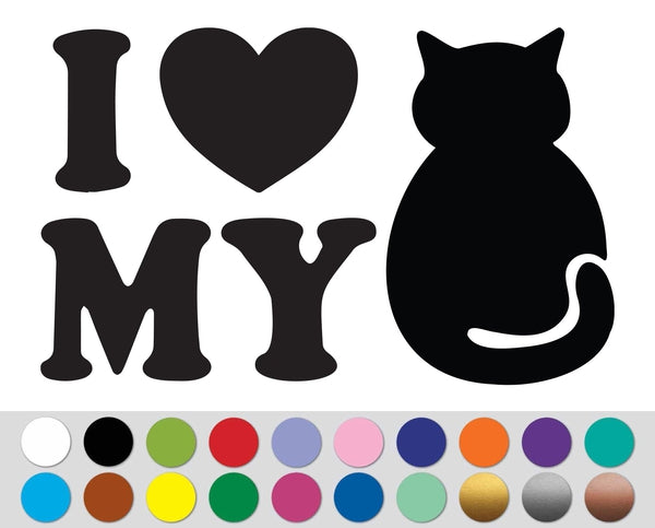 I love My Cat Heart Pet Kitten sign bumper sticker decal