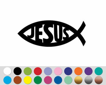 Jesus Christ Christian Fish Religion King shape sticker decal