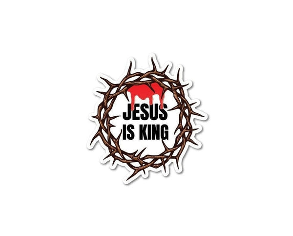 Jesus Is King Christ Religion Crown Thorn Blood bumper sticker decal