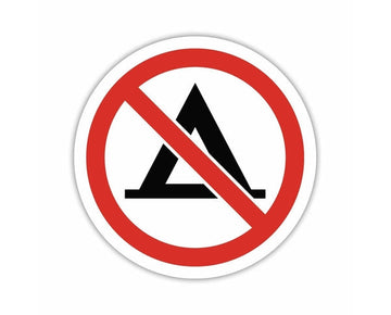 No Camping Tent Round Ban Sign Prohibition sign bumper sticker decal vinyl