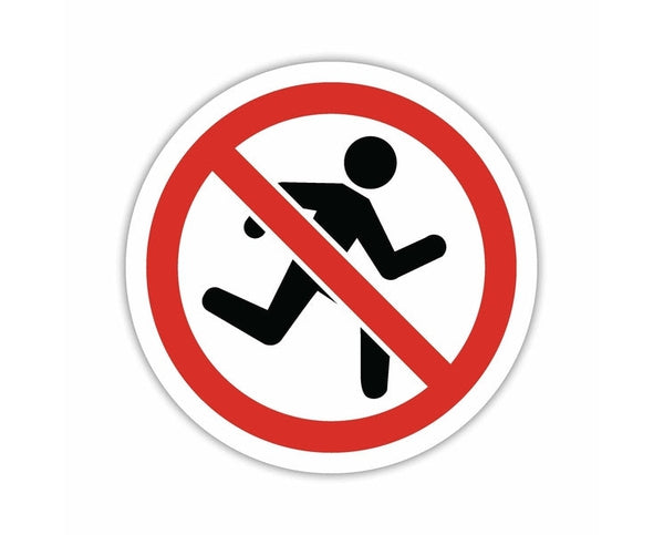 No Running Round Ban Sign Prohibition sign bumper sticker decal vinyl