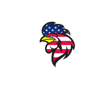 Rooster Cock Head Patriot America US Flag Banner USA American Star Stripes Banner bumper vinyl sticker decal