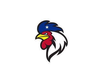 Rooster Texas Cock Head Patriot America US Flag Banner USA American Star Stripes Banner bumper vinyl sticker decal