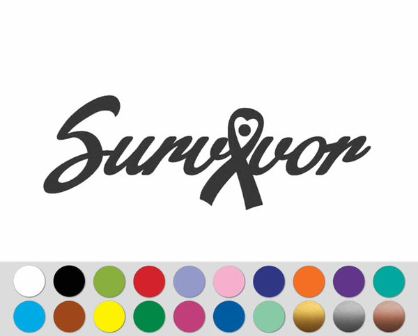 Survivor Breast Cancer Ribbon Bow Heart Awareness bumper sticker decal