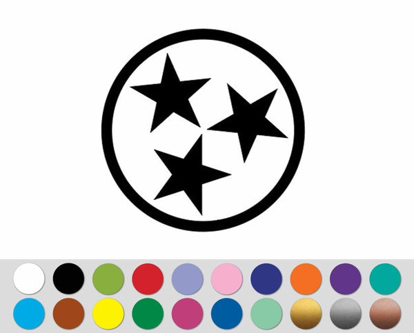 Tennessee Tristar State American Star Symbol shape sticker decal