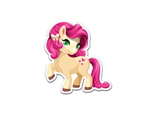 Unicorn Girl Baby Horse Redhead Pink Green Eyes Animal print bumper sticker decal