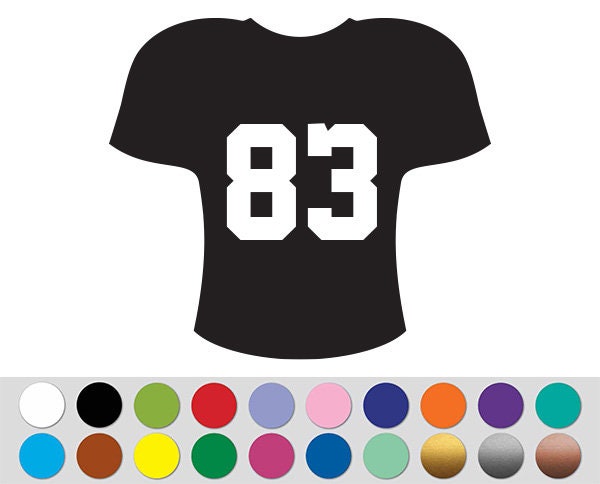 Football Jersey Shirt Tshirt Player Sport Names Custom Text Personalized sign bumper sticker decal